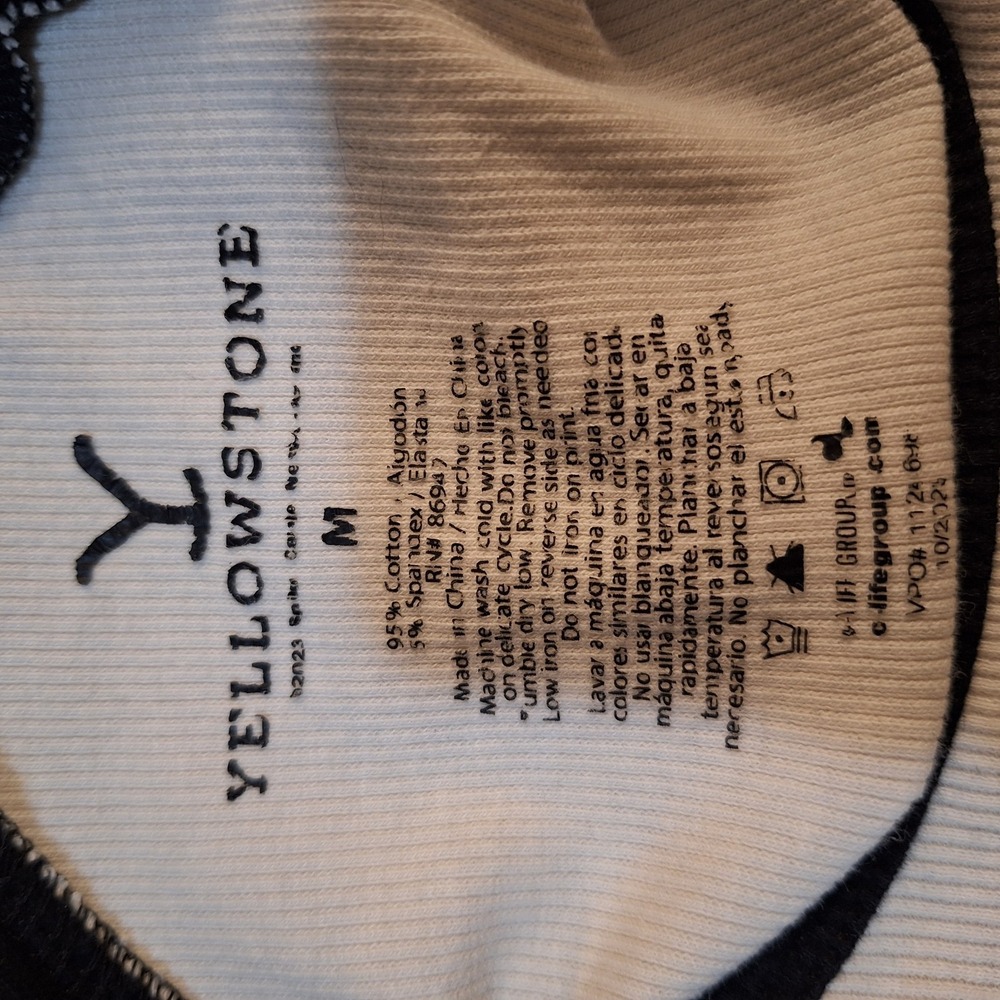 Western Yellowstone Dutton Ranch long sleeve crop top black off-white M - Picture 8 of 8